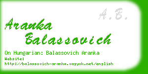 aranka balassovich business card